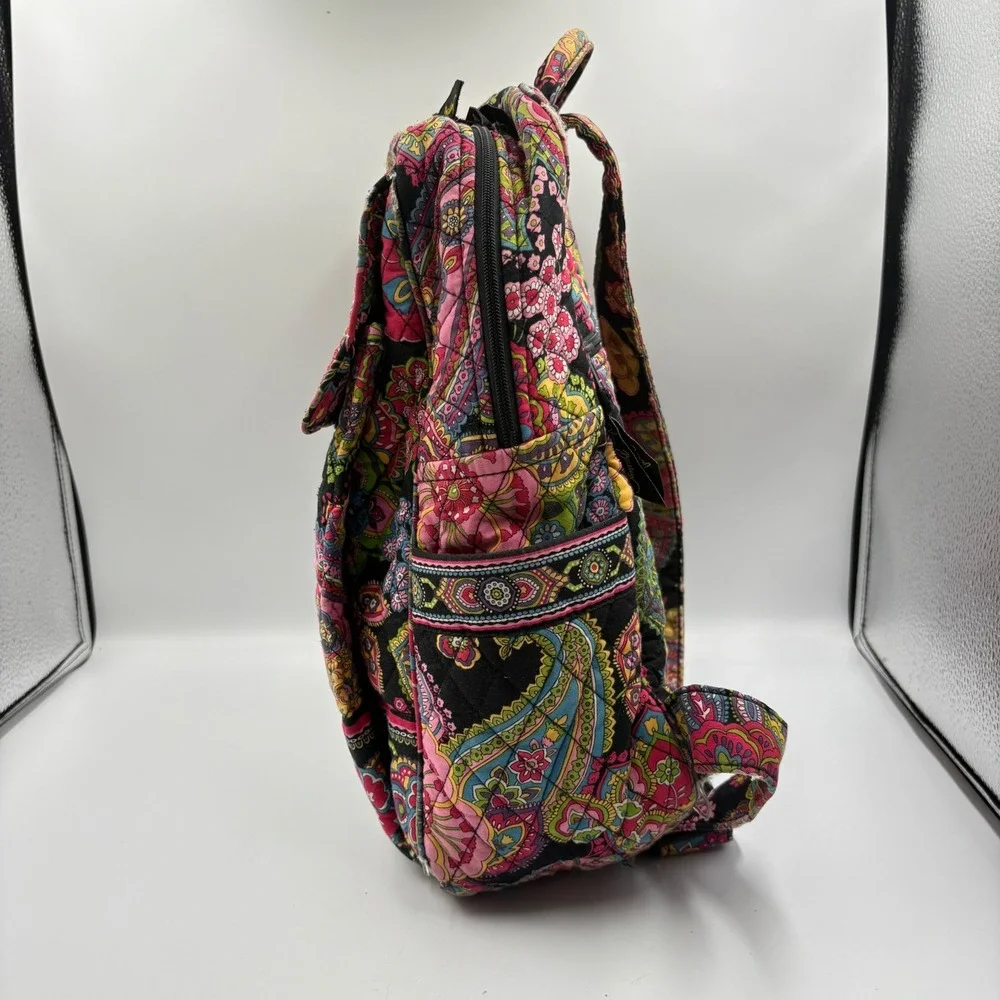 Vera Bradley Midnight Paisley‎ Quilted Cotton Backpack Floral Multi Color Bag